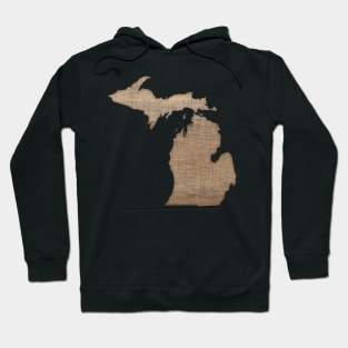 MICHIGAN Silhouette in Burlap Texture by Cherie(c)2021 Hoodie